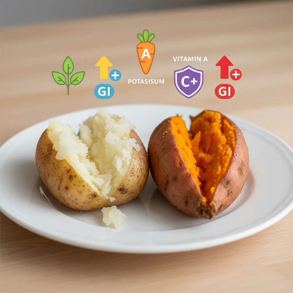 carbs in white potatoes vs sweet potatoes